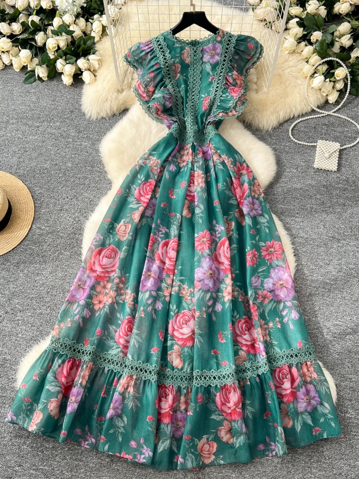 Ele Lace Print Maxi Dr Women's High Waist A-Line Skirt Long Sve Spring Faion Commute Vintage Floral Dr
Ele Lace Print Maxi Dr Women's High Waist A-Line Skirt Long Sve Spring Faion Commute Vintage Floral Dr