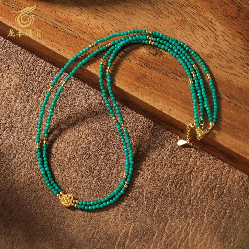 Necklace Natural Turquoise Round Beads Gourd Double Circle Clavicle Chain
Necklace Natural Turquoise Round Beads Gourd Double Circle Clavicle Chain