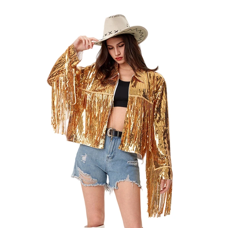 Tassel Sequin Jacket Zipper Autumn Winter Streewear Rock Bf Retro Long-sleeved Silver Reflective Coat Women Outwear Tops
Tassel Sequin Jacket Zipper Autumn Winter Streewear Rock Bf Retro Long-sleeved Silver Reflective Coat Women Outwear Tops