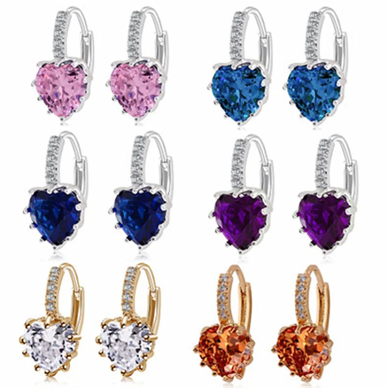 Classic AAA-grade cubic zirconia stud earrings for women - heart-shaped crystal teenage girl earrings - multi-color fashionable
Classic AAA-grade cubic zirconia stud earrings for women - heart-shaped crystal teenage girl earrings - multi-color fashionable