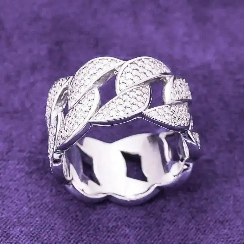 GRA Men's Women's Cuban Link Ring 925 Sterling Silver VVS Moissanite 3 Rows Iced Bling Passes Diamond Tester Hip Hop Style Gift
GRA Men's Women's Cuban Link Ring 925 Sterling Silver VVS Moissanite 3 Rows Iced Bling Passes Diamond Tester Hip Hop Style Gift