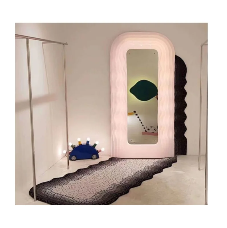 New pink LED mirror shop decoration home decoration ground mirror creative wave
New pink LED mirror shop decoration home decoration ground mirror creative wave