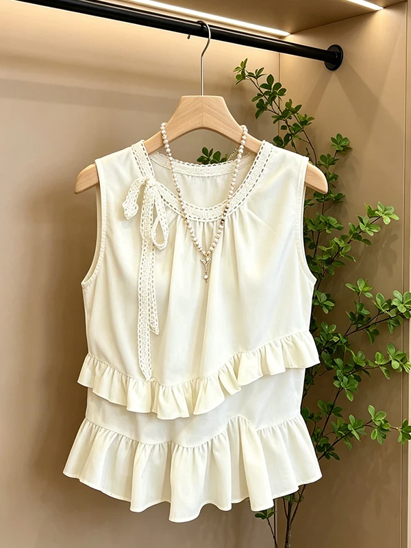 Summer New Design Large Size Korean Style Lace Trim Splice Casual Ageless Sleeveless Top Women's Shirt Breathable Skin-Friendly
Summer New Design Large Size Korean Style Lace Trim Splice Casual Ageless Sleeveless Top Women's Shirt Breathable Skin-Friendly