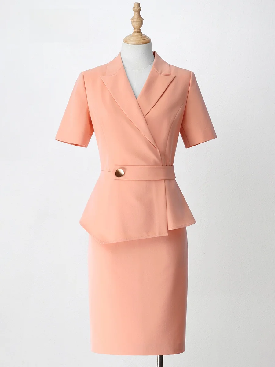 Xiangchun Bird High-End Career Women's Short Sleeve Suit Dress Summer Asymmetric mid Waist Polyester Fiber Commute Style Zipper
Xiangchun Bird High-End Career Women's Short Sleeve Suit Dress Summer Asymmetric mid Waist Polyester Fiber Commute Style Zipper