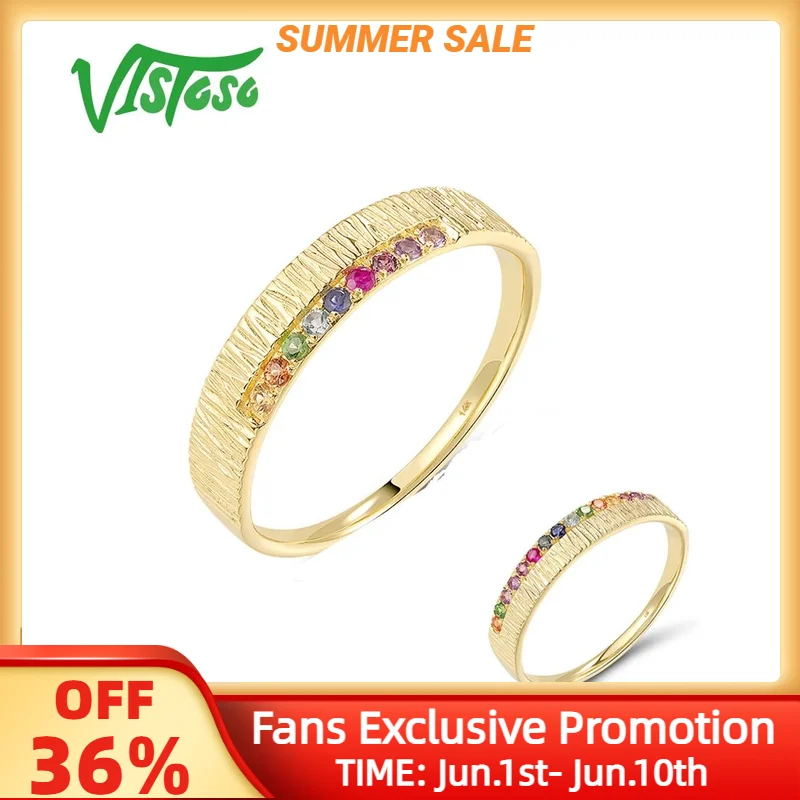 Vistoso Authentic 14K 585 Yellow Gold Ring For Women Sparkling Multi-Color Gems Brushed Finished Trendy Anniversary Fine Jewelry
Vistoso Authentic 14K 585 Yellow Gold Ring For Women Sparkling Multi-Color Gems Brushed Finished Trendy Anniversary Fine Jewelry