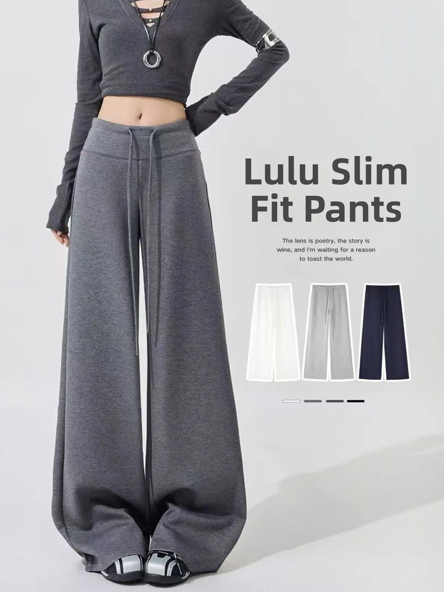 High Waist Wide Leg Pants Women's Loose Casual Summer Straight Cut Sporty Trousers Floor Length Draped Lazy Pants
High Waist Wide Leg Pants Women's Loose Casual Summer Straight Cut Sporty Trousers Floor Length Draped Lazy Pants