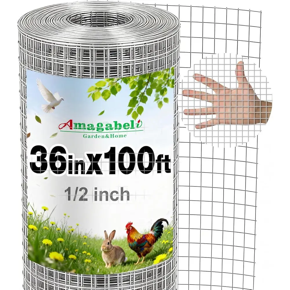 Amagabeli Hardware Cloth 1/2 inch 36inx100t 19 Gauge Chicken Wire Hot-Dipped Galvanized Ater Welding Welded Wire encing Mesh Rol
Amagabeli Hardware Cloth 1/2 inch 36inx100t 19 Gauge Chicken Wire Hot-Dipped Galvanized Ater Welding Welded Wire encing Mesh Rol