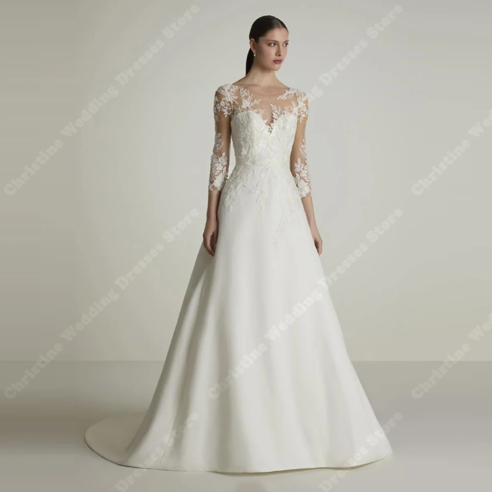 2025 Round-Neck Women Wedding Dresses Sexy Lace Printing A-Line Bride Gowns Mopping Length Banquet Vestidos De Novias Customized
2025 Round-Neck Women Wedding Dresses Sexy Lace Printing A-Line Bride Gowns Mopping Length Banquet Vestidos De Novias Customized
