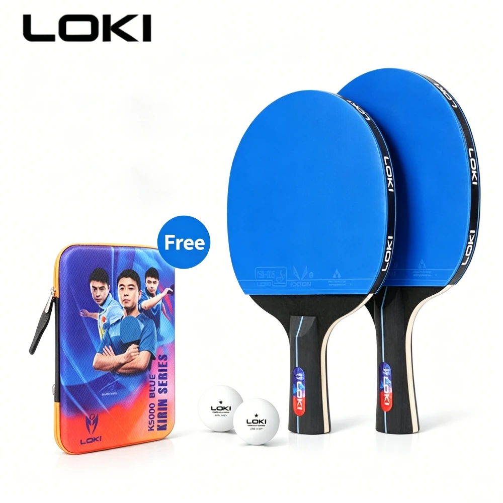 Original 2PCS Loki K5000 Table Tennis Rackets Professional Ping Pong Paddle Set With 2 Balls And Storage Bag For Beginners