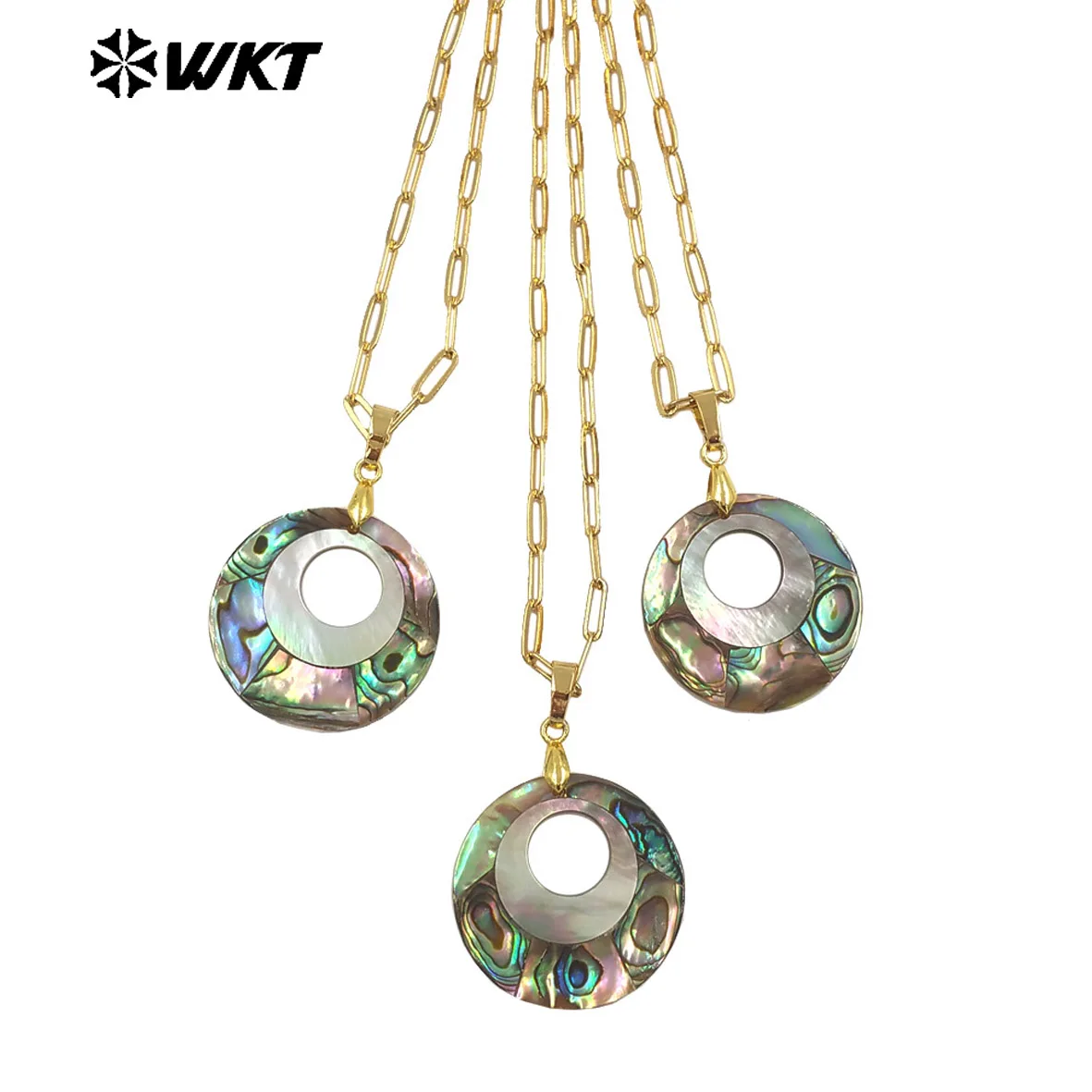 WT-JN350 Fashionable INS Textured Abalone Shell Pendants With Round Hollow Design Chain Necklace Sweater Decoration
WT-JN350 Fashionable INS Textured Abalone Shell Pendants With Round Hollow Design Chain Necklace Sweater Decoration