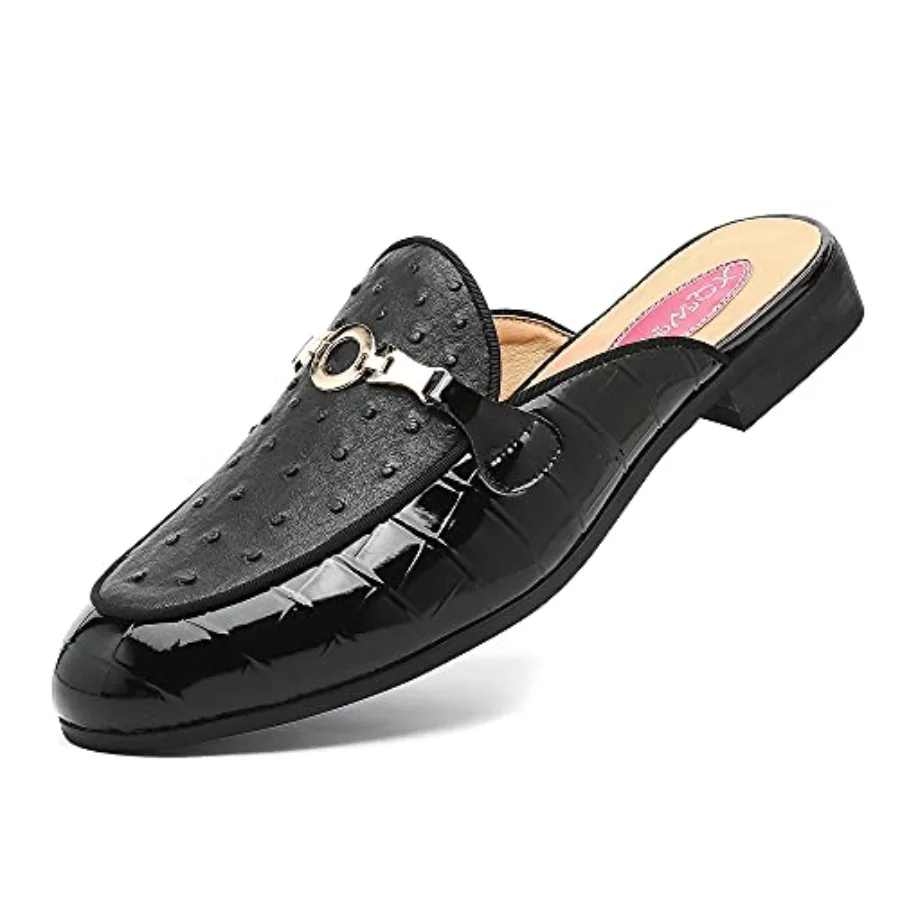 Men's Slip-on Mule Sandals Loafer with Gold BuckleFashion Leather Formal Wear Casual Backless Dress Slippers
Men's Slip-on Mule Sandals Loafer with Gold BuckleFashion Leather Formal Wear Casual Backless Dress Slippers
