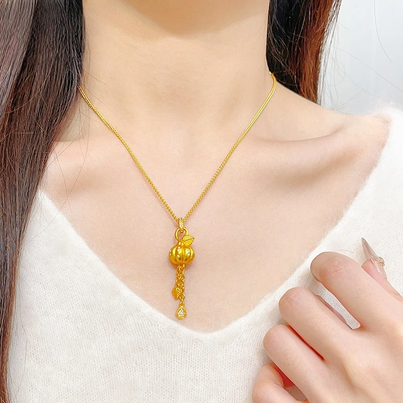 Fashion Real K18 Golden Color Pumpkin Pendant for Women Necklace Necklaces Chain Wedding Engagement Fine Jewelry Not Fade
Fashion Real K18 Golden Color Pumpkin Pendant for Women Necklace Necklaces Chain Wedding Engagement Fine Jewelry Not Fade