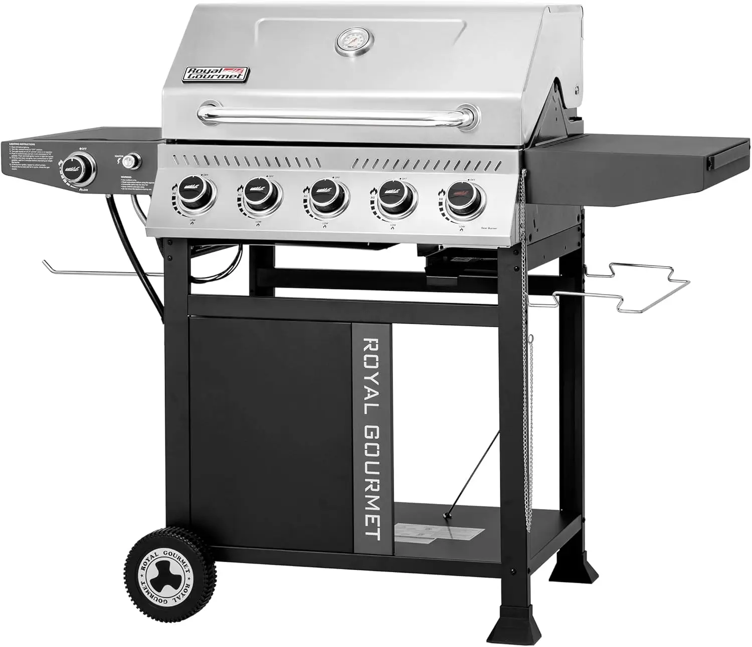 GA5406TS 5 Burner Propane Gas Grill with Side Burner and Sear Burner, Cart Style Gas BBQ Grill with Porcelain-Enameled Cast Iron
GA5406TS 5 Burner Propane Gas Grill with Side Burner and Sear Burner, Cart Style Gas BBQ Grill with Porcelain-Enameled Cast Iron