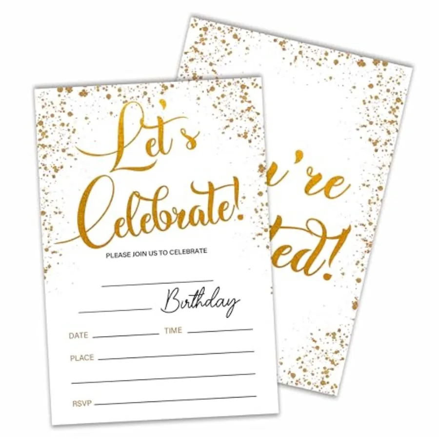 Let's Celebrate! Confetti Birthday Invitations With Envelopes, 20 Double-Sided Fill In Style Birthday Party Invites For Women a
Let's Celebrate! Confetti Birthday Invitations With Envelopes, 20 Double-Sided Fill In Style Birthday Party Invites For Women a