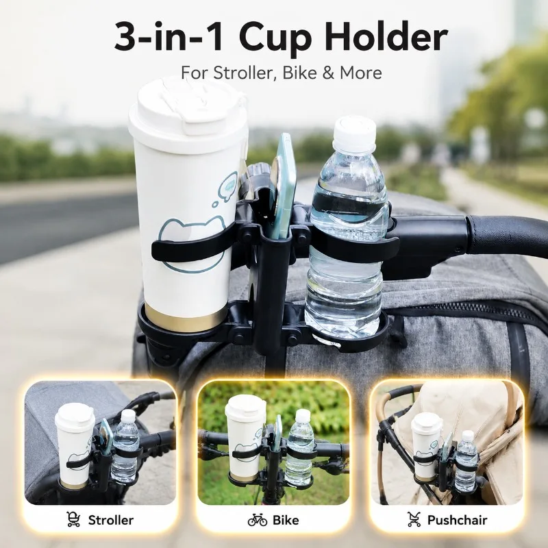 3 in 1 Stroller Cup Holder Foldable Double Drink Rack with Phone Mount Universal for Pram Pushchair Wheelchair Accessories
3 in 1 Stroller Cup Holder Foldable Double Drink Rack with Phone Mount Universal for Pram Pushchair Wheelchair Accessories