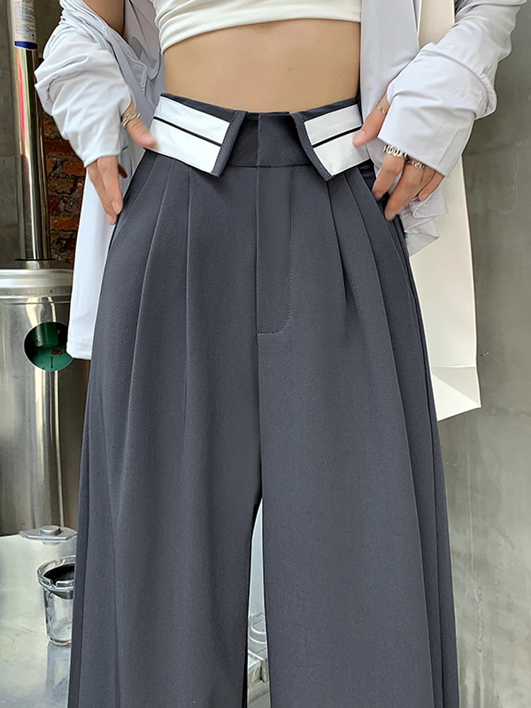 Gray Wide Leg Suit Pants High Waist Cuffed Women's Spring Autumn Design Loose Straight Drapey Floor-Length Trousers
Gray Wide Leg Suit Pants High Waist Cuffed Women's Spring Autumn Design Loose Straight Drapey Floor-Length Trousers