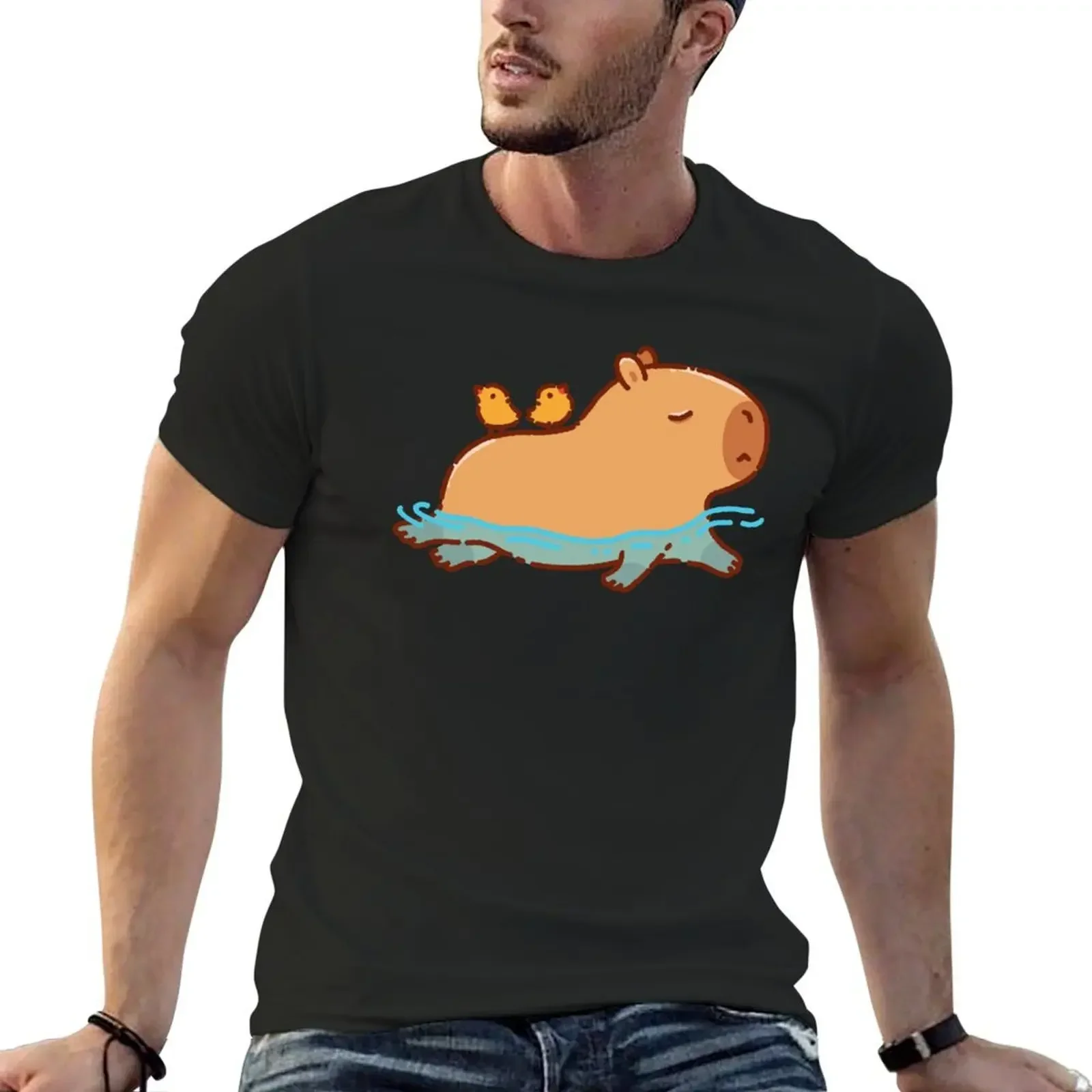 Capybara swimming with two birds on his back T-Shirt cotton graphic tees for a boy animal prinfor boys plus size men clothing
Capybara swimming with two birds on his back T-Shirt cotton graphic tees for a boy animal prinfor boys plus size men clothing
