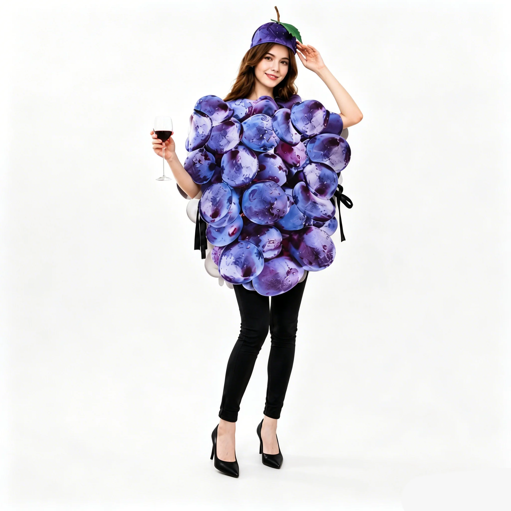 Realistic 3D Grape Fruit Funny Costume Set Loose Pullover Top Matching Grape Adult Carnival Halloween Themed Fancy Dress Party
Realistic 3D Grape Fruit Funny Costume Set Loose Pullover Top Matching Grape Adult Carnival Halloween Themed Fancy Dress Party