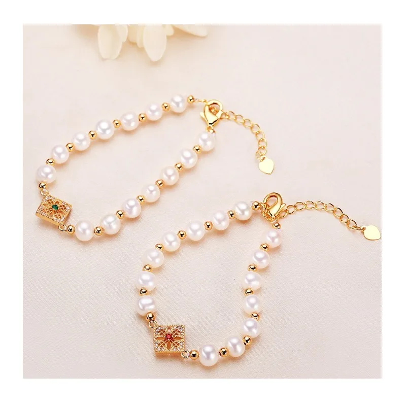 French Retro Bracelet Gold-injected Freshwater Pearl Zircon Micro-inlaid Bracelet Mori Girl Gift Jewelry Women
French Retro Bracelet Gold-injected Freshwater Pearl Zircon Micro-inlaid Bracelet Mori Girl Gift Jewelry Women