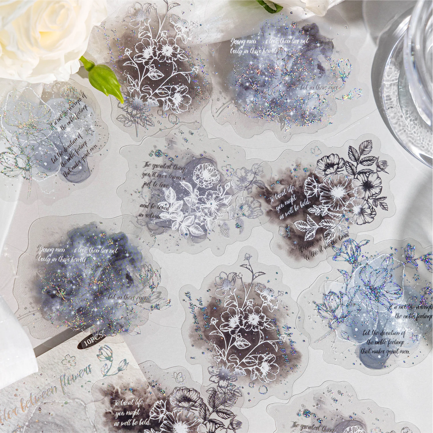 10pcs Dyeing Color Theme Flowing Light Flower Hot Silver PET Stickers Art Scrapbook Supplies Decor Diary Album School Stationery
10pcs Dyeing Color Theme Flowing Light Flower Hot Silver PET Stickers Art Scrapbook Supplies Decor Diary Album School Stationery