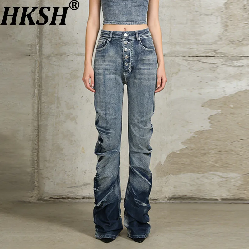 Женские джинсы HKSH Slim Fit с пуговицами, рваные, плиссированные, с высокой талией, шикарные, в стиле ретро, элегантные брюки-карандаш, новинка весны HK20605
Женские джинсы HKSH Slim Fit с пуговицами, рваные, плиссированные, с высокой талией, шикарные, в стиле ретро, элегантные брюки-карандаш, новинка весны HK20605