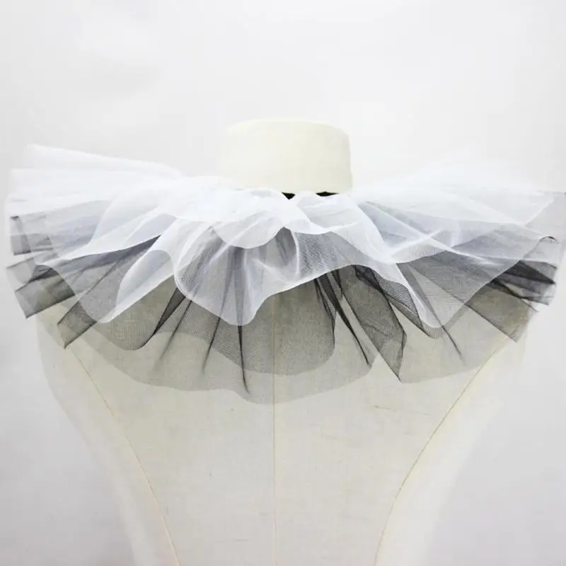 270D Gothic Black White Tulle Ruffled Fake Collar Women Choker Shawl Necklace Capelet
270D Gothic Black White Tulle Ruffled Fake Collar Women Choker Shawl Necklace Capelet