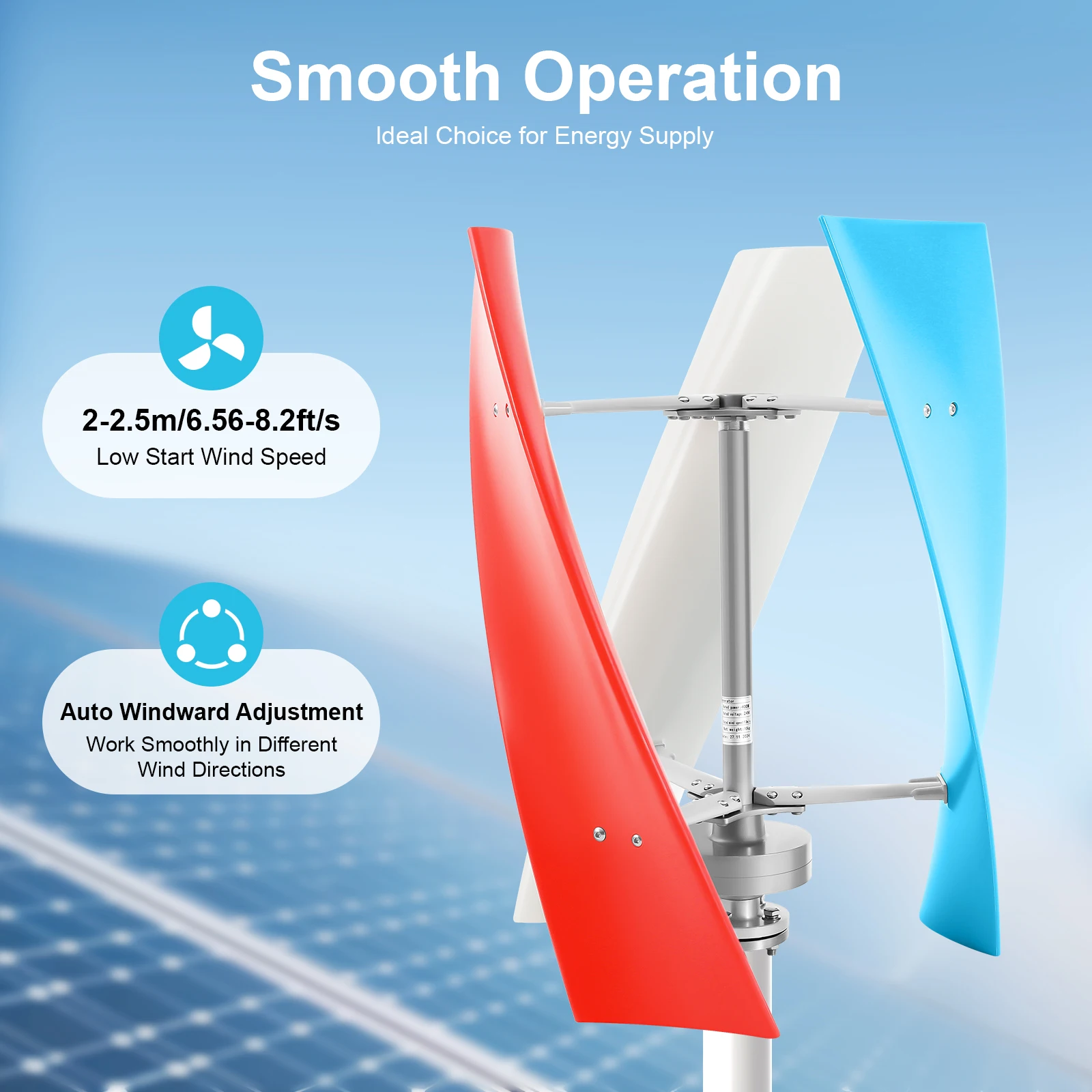 12V/24V Wind Turbine Generator Kit with Charge Controller, 400W 3 Blade Portable Vertical Helix Wind Power Turbine Generator Ki
12V/24V Wind Turbine Generator Kit with Charge Controller, 400W 3 Blade Portable Vertical Helix Wind Power Turbine Generator Ki