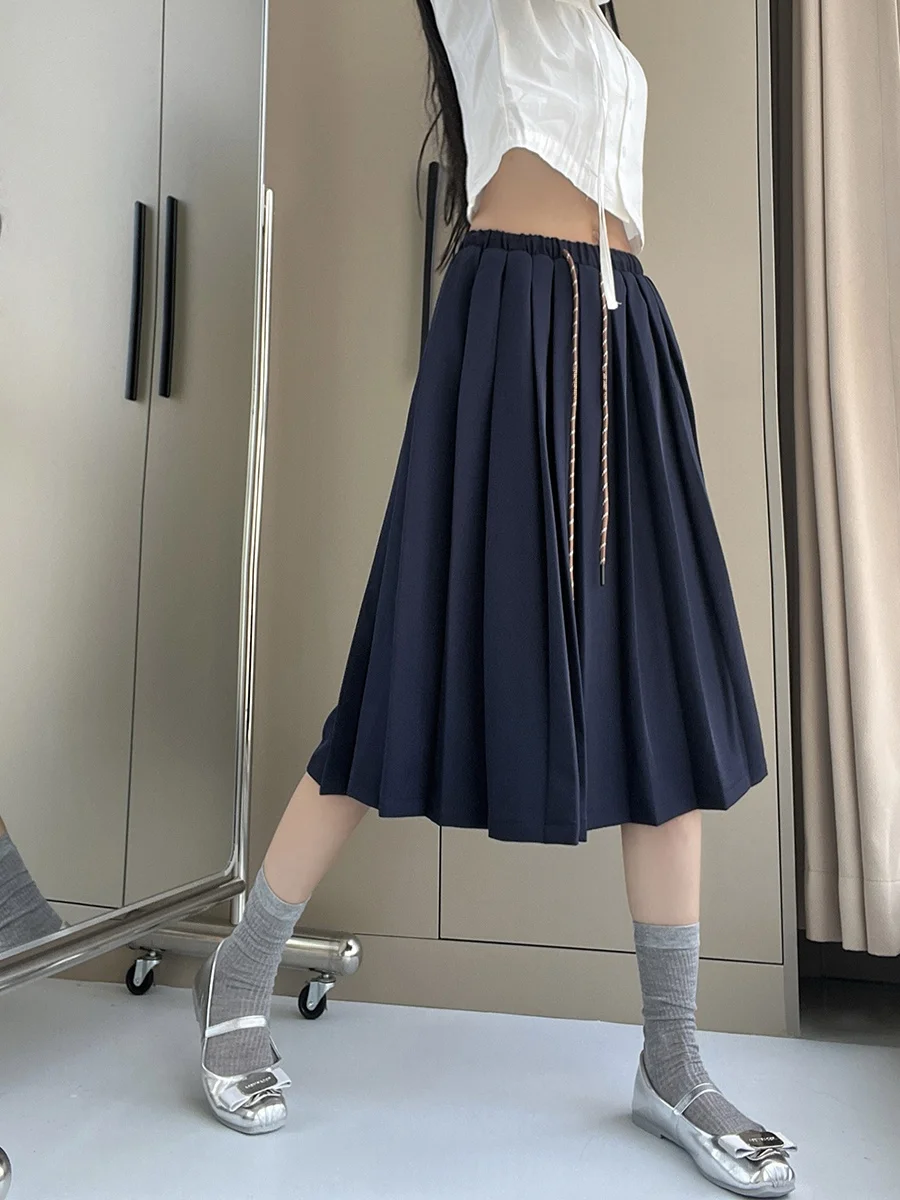 High Waist Pleated Long Skirt Women's Quality Early Autumn New Style Drawstring Bow Tie Midi Skirt Korean Style A-Line Dress
High Waist Pleated Long Skirt Women's Quality Early Autumn New Style Drawstring Bow Tie Midi Skirt Korean Style A-Line Dress