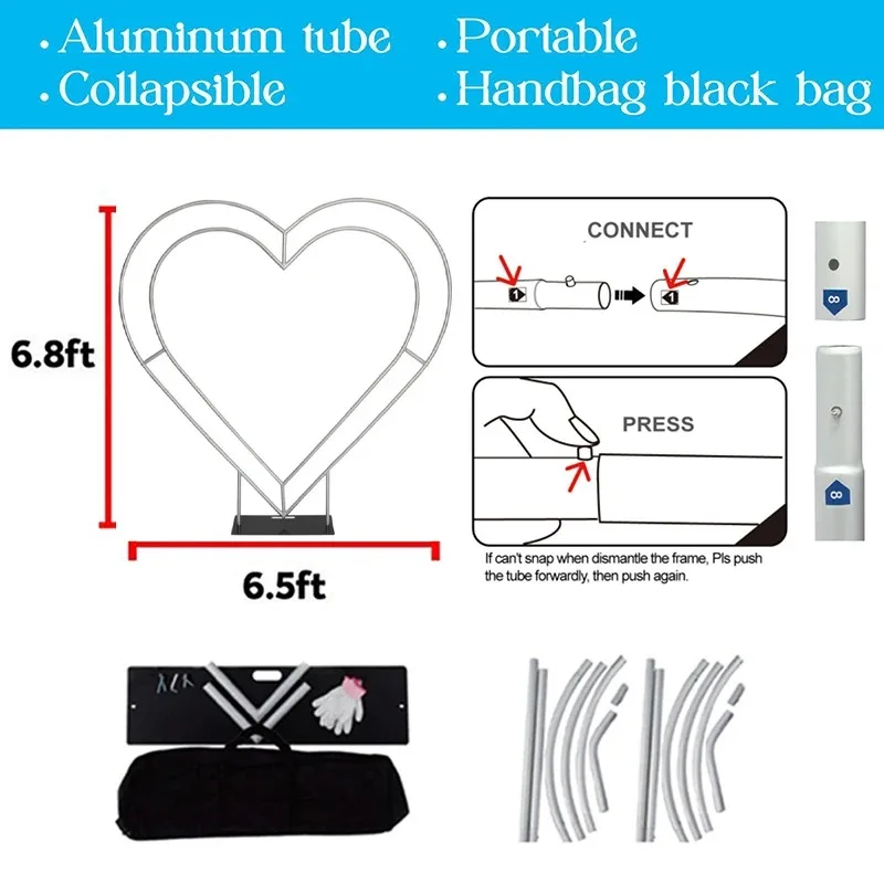 Aluminium Heart Arch Backdrop Stand, Sturdy and Durable, for Baby Showers, Wedding Ceremonies, Birthday Party Decorations, 6.5ft
Aluminium Heart Arch Backdrop Stand, Sturdy and Durable, for Baby Showers, Wedding Ceremonies, Birthday Party Decorations, 6.5ft