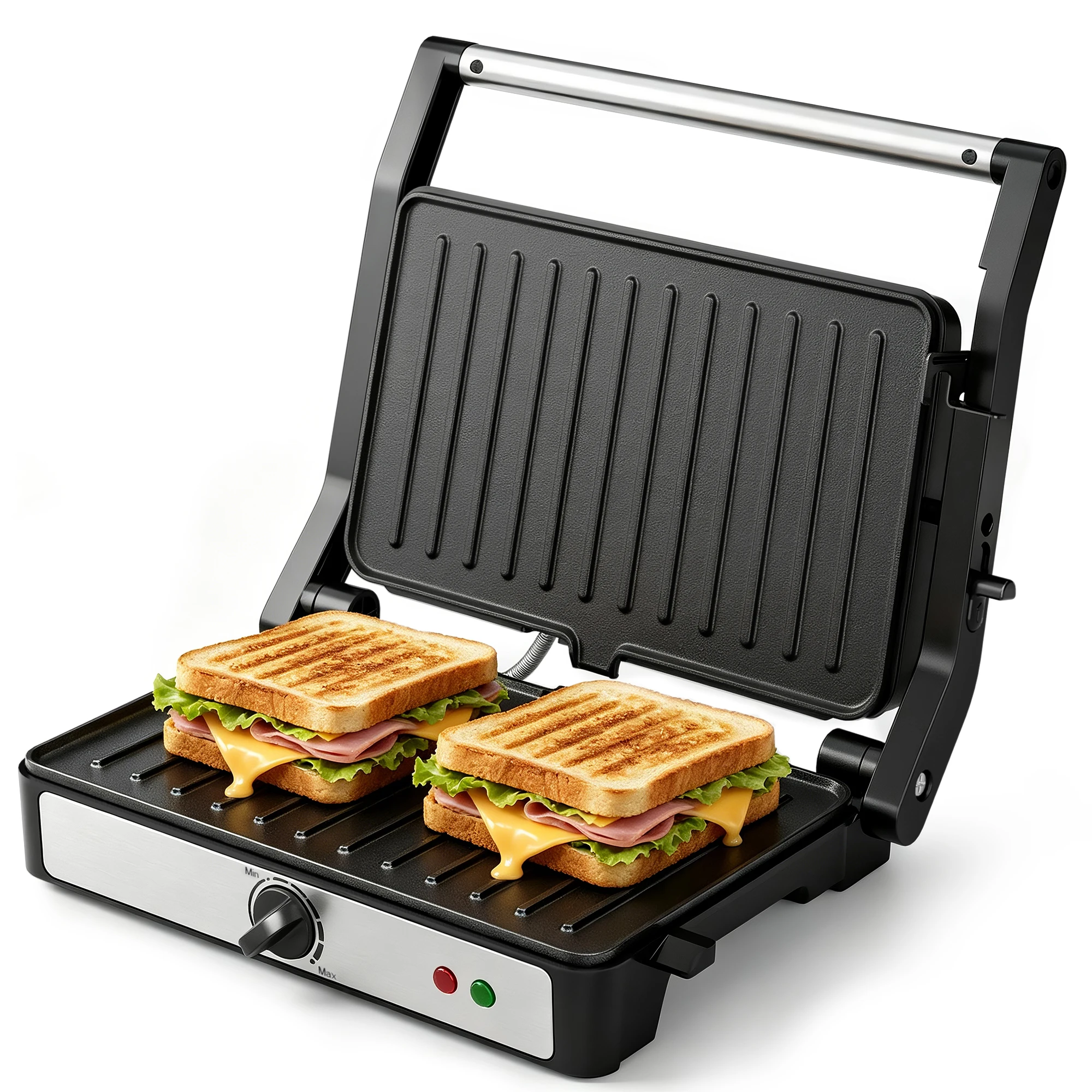 2-Slice Sandwich Maker, 900W Indoor Grill & Panini Press, Adjustable Temperature Control, 180° Flat Opening, Cool-Touch Handle, Kitchen Appliance Gift
2-Slice Sandwich Maker, 900W Indoor Grill & Panini Press, Adjustable Temperature Control, 180° Flat Opening, Cool-Touch Handle, Kitchen Appliance Gift