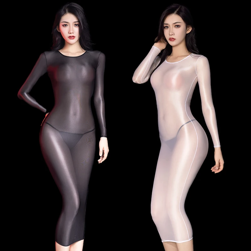 Sexy See Through Dress Women Sheer Bodycon Long Sleeve Nightdress Oil Glossy Shiny Pencil Dress Clubwear Female Erotic Costumes
Sexy See Through Dress Women Sheer Bodycon Long Sleeve Nightdress Oil Glossy Shiny Pencil Dress Clubwear Female Erotic Costumes