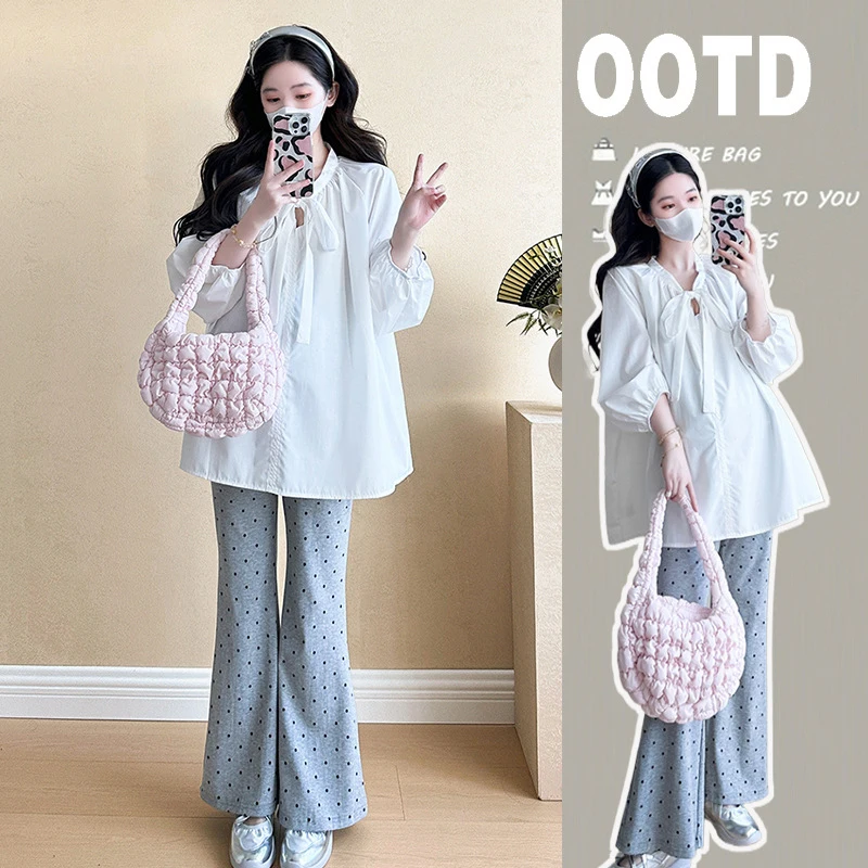 Women's Spring Autumn Long Sleeves Comfortable Maternity Top Casual Fashion Shirt Pregnant Woman White Blouse Bow Loose Clothes
Women's Spring Autumn Long Sleeves Comfortable Maternity Top Casual Fashion Shirt Pregnant Woman White Blouse Bow Loose Clothes
