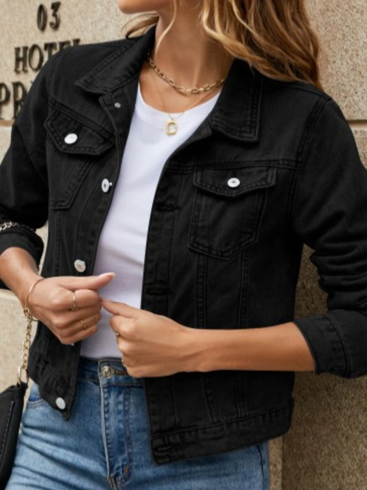 New in Autumn Winter Denim Coat Fashion Casual Elegant Jacket Temperament Lapel Button Long Sleeve Tops Short Denim Clothes
New in Autumn Winter Denim Coat Fashion Casual Elegant Jacket Temperament Lapel Button Long Sleeve Tops Short Denim Clothes
