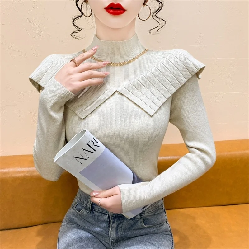 Women's Knitted Diamond-Embroidered f-High Collar Sweater Soft Sle Floral Lace Splicing Base irt Autumn Winter New Fas...
Women's Knitted Diamond-Embroidered f-High Collar Sweater Soft Sle Floral Lace Splicing Base irt Autumn Winter New Fas...