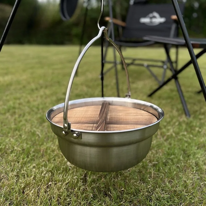Outdoor Camping Pots Portable 304 Stainless Steel Camping Cookware 3 Layer Hanging Picnic Barbecue Wooden Cover Cooking Supplies
Outdoor Camping Pots Portable 304 Stainless Steel Camping Cookware 3 Layer Hanging Picnic Barbecue Wooden Cover Cooking Supplies