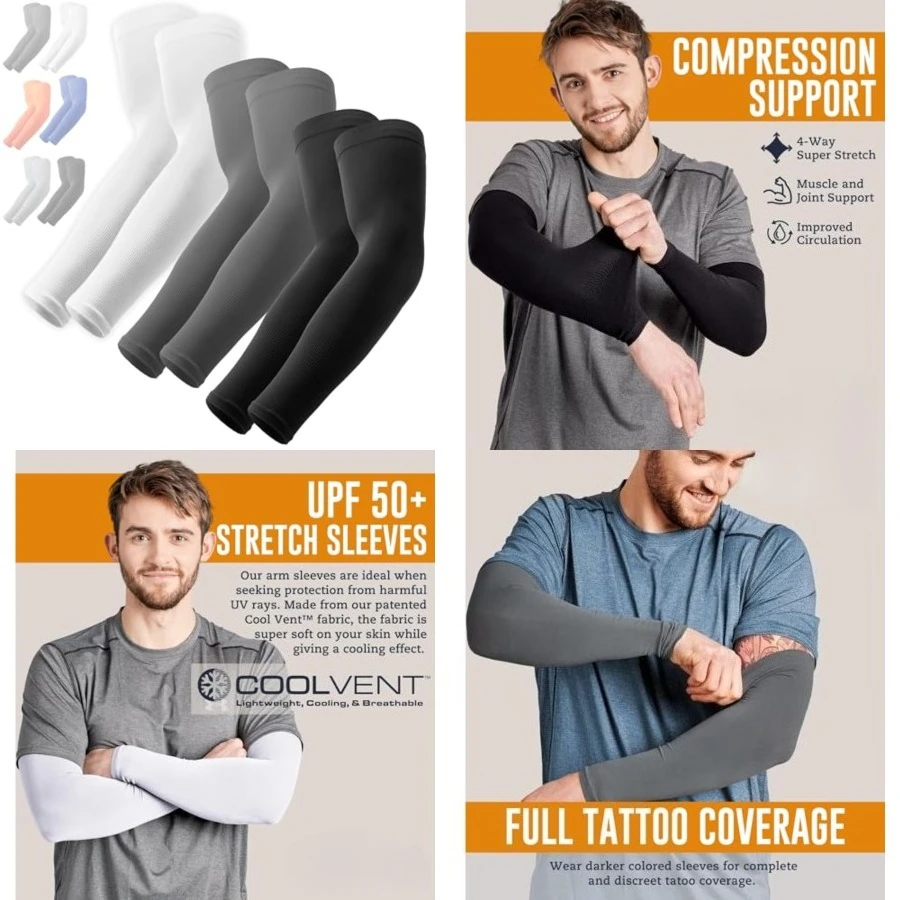 UV Sun Sleeves for Men & Women, Cooling Arm Sleeves UPF 50+ | Golf, Tattoo Cover Up, Sun Protection,(3 Pairs): 1 Black, 1 White, 1 Dark Gray
UV Sun Sleeves for Men & Women, Cooling Arm Sleeves UPF 50+ | Golf, Tattoo Cover Up, Sun Protection,(3 Pairs): 1 Black, 1 White, 1 Dark Gray