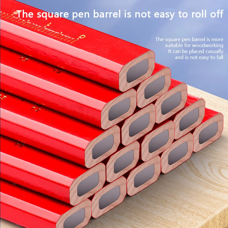 Square Pole Woodworking Pencil Special Engineering Red Core Pencil Construction Site Pencil Woodworking Tool To Roll Off Set
Square Pole Woodworking Pencil Special Engineering Red Core Pencil Construction Site Pencil Woodworking Tool To Roll Off Set