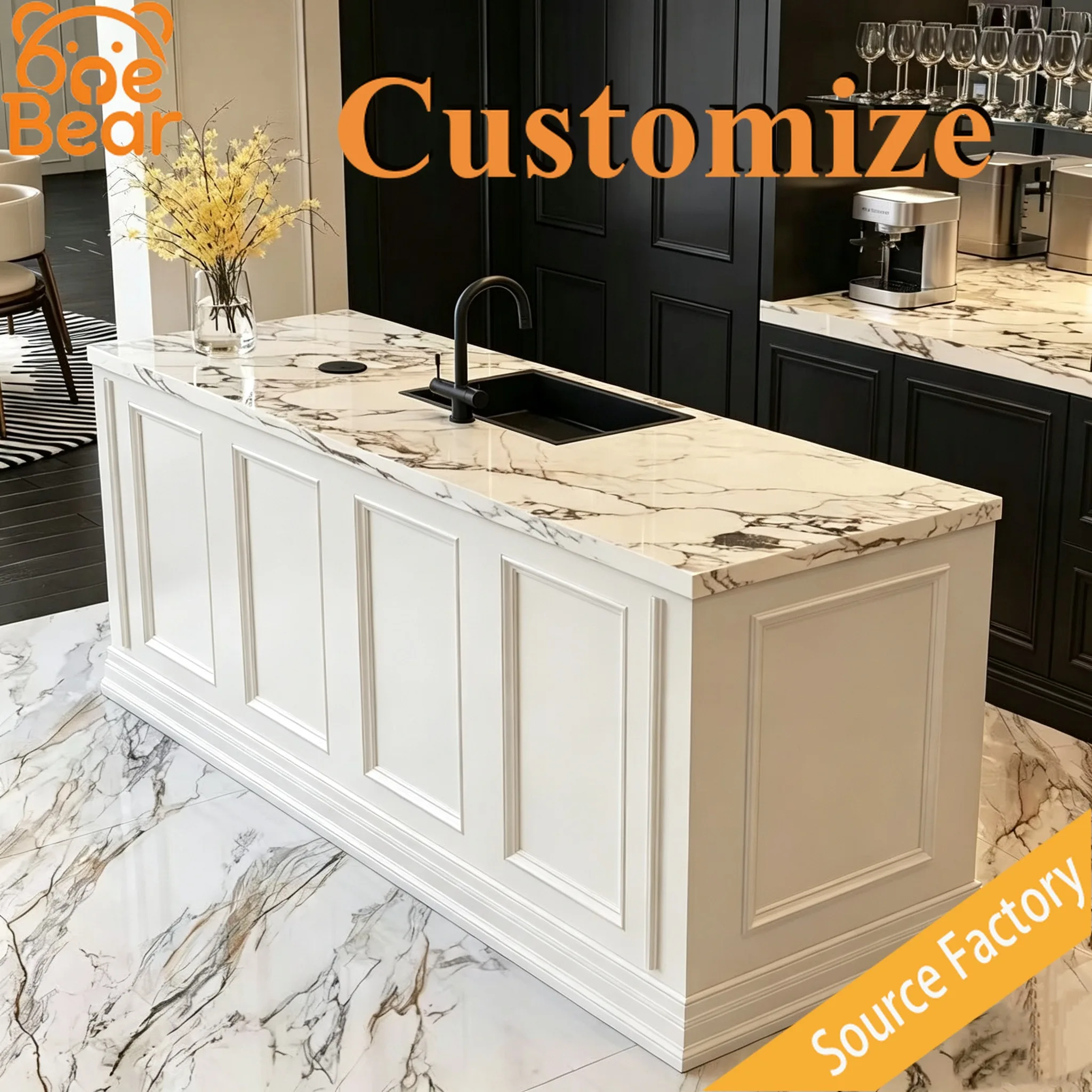 Waterfall Edge Marble Kitchen Island Luxury Veined Stone Top Easy Clean For High-end Apartment Interior Renovation Project
Waterfall Edge Marble Kitchen Island Luxury Veined Stone Top Easy Clean For High-end Apartment Interior Renovation Project