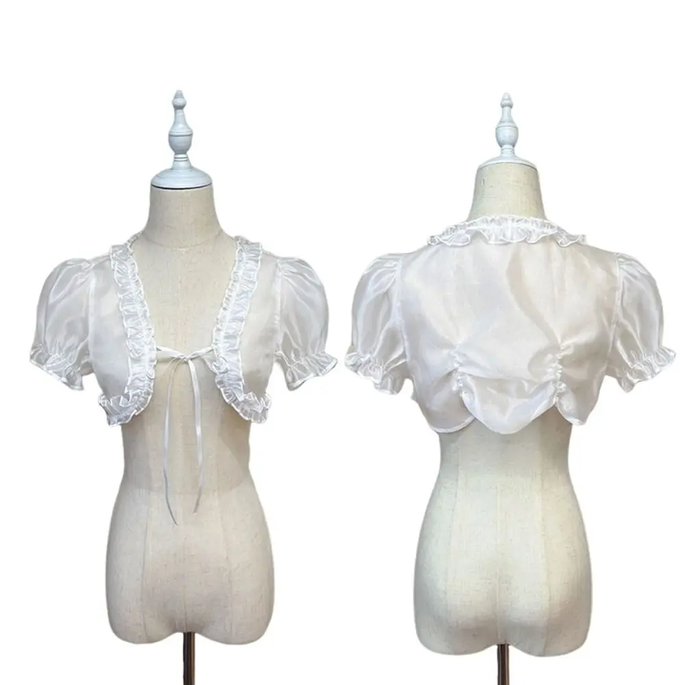 Chiffon Lolita Cardigan Blouse Puff Sleeves Ruffled Summer Shrug Shawl Bubble Sleeves Crop Top Shawl Outerwear Summer Wear
Chiffon Lolita Cardigan Blouse Puff Sleeves Ruffled Summer Shrug Shawl Bubble Sleeves Crop Top Shawl Outerwear Summer Wear