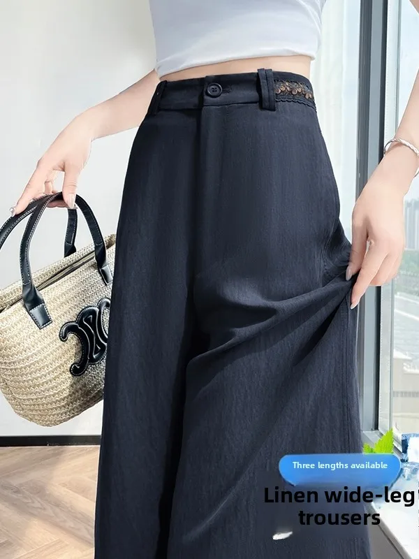 Summer 2026 Women's Wide Leg Pants Pure Color Ice Silk Casual Drape Thin High Waist Linen Blend Comfortable Straight Leg Trou...
Summer 2026 Women's Wide Leg Pants Pure Color Ice Silk Casual Drape Thin High Waist Linen Blend Comfortable Straight Leg Trou...