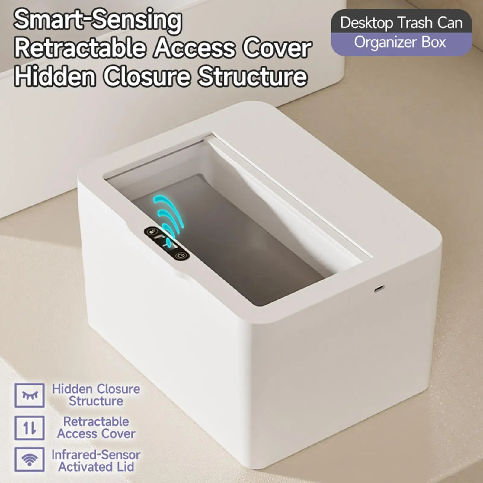 Smart Trash Bin Durable Plastic Material Automatic Motion Sensor Lid for Kitchen Desktop Office
Smart Trash Bin Durable Plastic Material Automatic Motion Sensor Lid for Kitchen Desktop Office