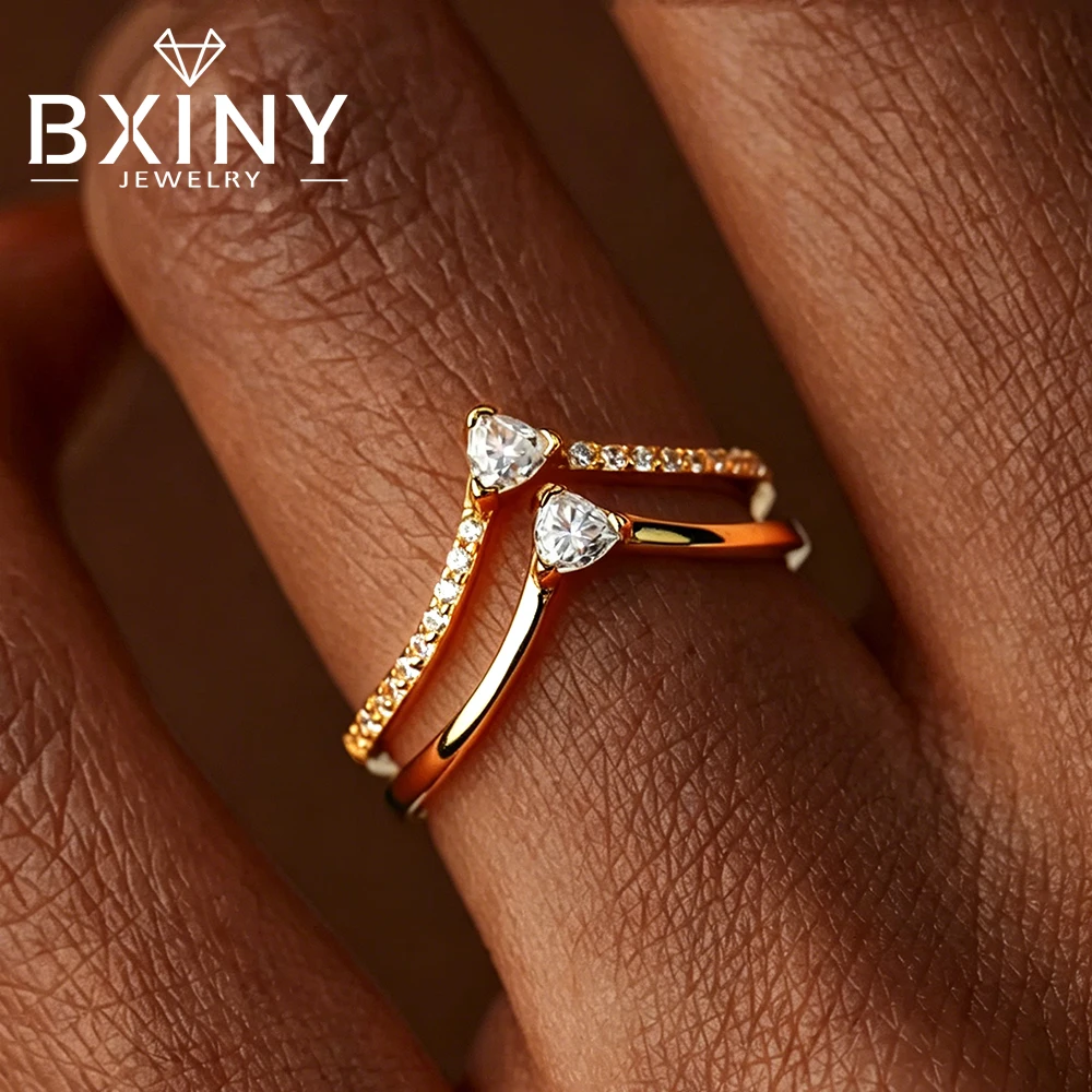 BXINY V Shaped Moissanite Stacking Ring Set 925 Sterling Silver Dainty Diamond Minimalist Promise Band For Her Fine Jewelry Gift
BXINY V Shaped Moissanite Stacking Ring Set 925 Sterling Silver Dainty Diamond Minimalist Promise Band For Her Fine Jewelry Gift