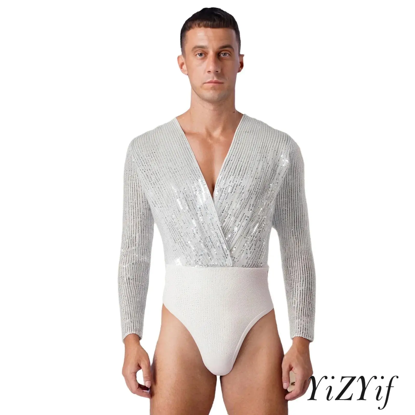 Mens Professional Ballet Latin Dance Costume Lyrical Gymnastics Leotard Glittery Sequin V Neck Long Sleeve Bodysuit Dancewear
Mens Professional Ballet Latin Dance Costume Lyrical Gymnastics Leotard Glittery Sequin V Neck Long Sleeve Bodysuit Dancewear
