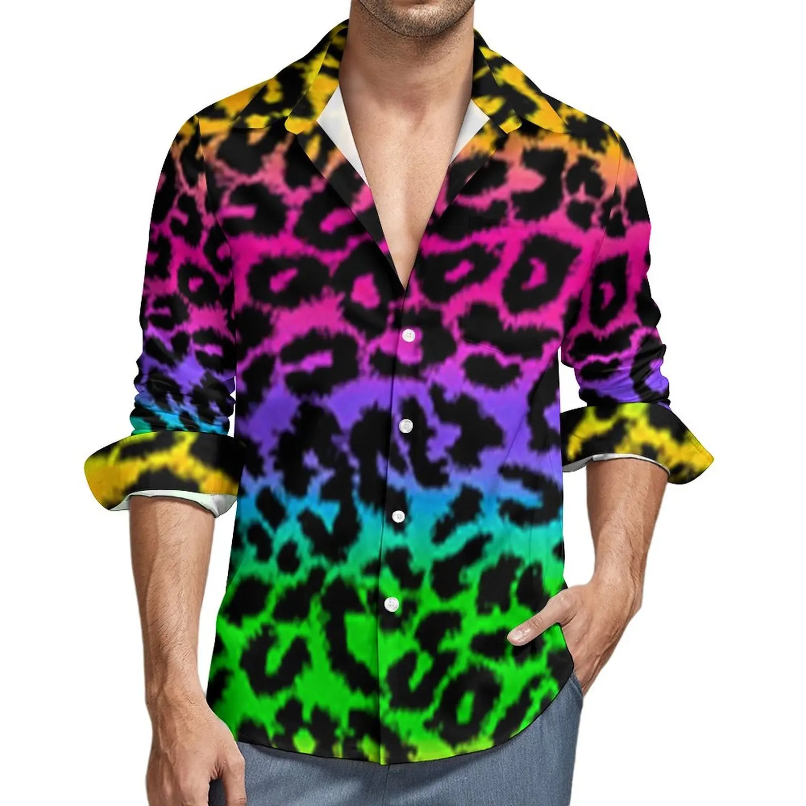 Fantasy Rainbow Shirt Men Leopard Print Casual Shirts Autumn Y2K Custom Blouses Long Sleeve Cool Oversize Clothing Gift Idea
Fantasy Rainbow Shirt Men Leopard Print Casual Shirts Autumn Y2K Custom Blouses Long Sleeve Cool Oversize Clothing Gift Idea