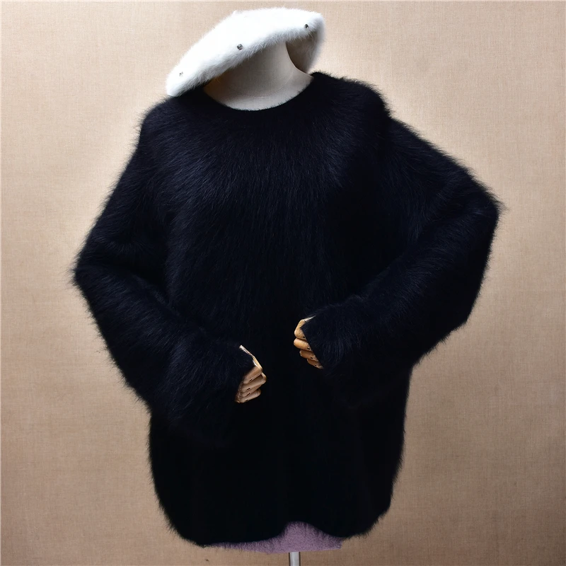 Women Mujer Autumn Winter Thick Warm Black Hairy Mink Cashmere O-Neck Long Sleeves Loose Pullover Angora Fur Sweater Jumper Pull
Women Mujer Autumn Winter Thick Warm Black Hairy Mink Cashmere O-Neck Long Sleeves Loose Pullover Angora Fur Sweater Jumper Pull