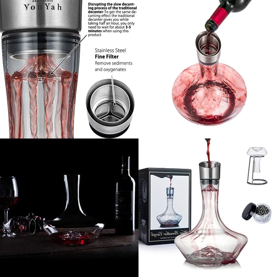 YouYah Iceberg Wine Decanter Set with Aerator Filter, Drying Stand and Cleaning Beads, Red Wine Carafe, Wine Aerator, Wine Gift
YouYah Iceberg Wine Decanter Set with Aerator Filter, Drying Stand and Cleaning Beads, Red Wine Carafe, Wine Aerator, Wine Gift