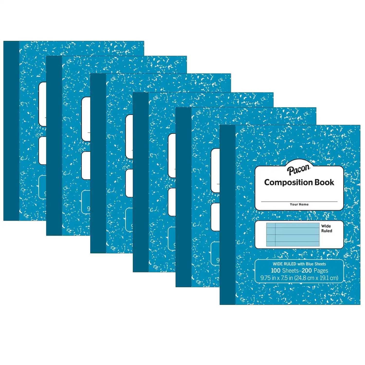 Pacon Pastel Composition Book, Blue Marble Cover, Light Blue Sheets, 3/8" Ruled, 9-3/4" x 7-1/2", 100 Sheets, Pack of 6
Pacon Pastel Composition Book, Blue Marble Cover, Light Blue Sheets, 3/8" Ruled, 9-3/4" x 7-1/2", 100 Sheets, Pack of 6