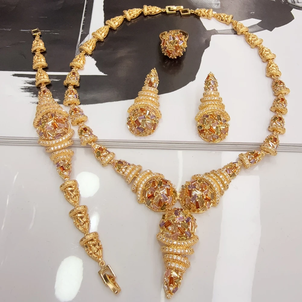 EMMA Trendy 4pcs Geometric African Bridal Jewelry Set For Women Wedding Party Nigerian Dubai Necklace Earring Set
EMMA Trendy 4pcs Geometric African Bridal Jewelry Set For Women Wedding Party Nigerian Dubai Necklace Earring Set