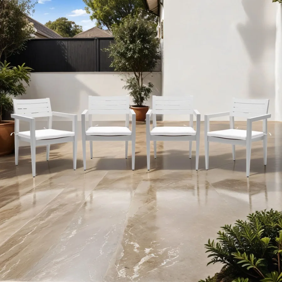 Outdoor Patio Aluminum Stationary Dining Chairs 4PCS with Outdoorgrade Sunbrella Fabric Cushions Tapered Feet Grayish
Outdoor Patio Aluminum Stationary Dining Chairs 4PCS with Outdoorgrade Sunbrella Fabric Cushions Tapered Feet Grayish