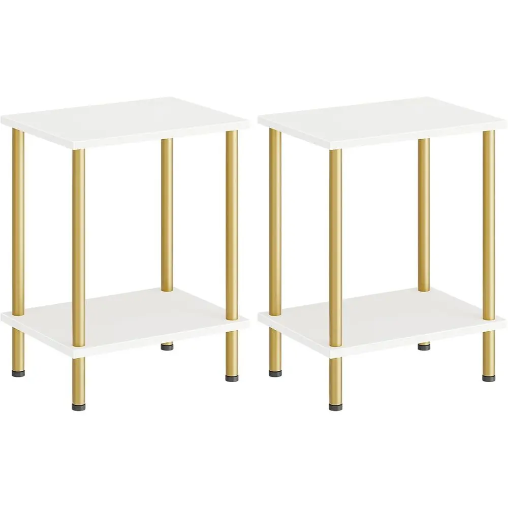 2-Piece End Table Set, Compact Side Tables with 2-Tier Storage, Ideal for Living Room or Bedroom, White and Gold Finish, Easy As
2-Piece End Table Set, Compact Side Tables with 2-Tier Storage, Ideal for Living Room or Bedroom, White and Gold Finish, Easy As